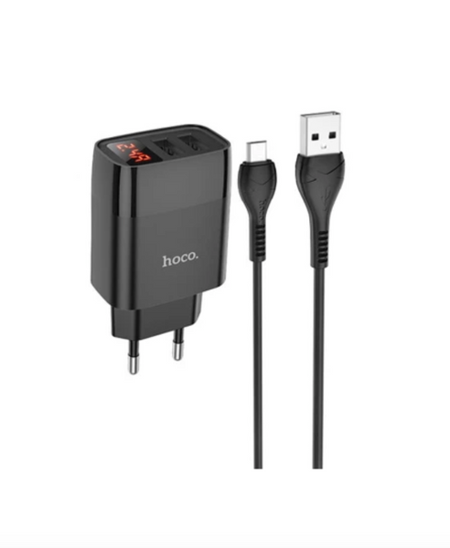 Мережевий зарядний пристрій Hoco C86A Balance 2USB + Micro Black 53163 фото