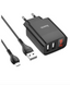 Мережевий зарядний пристрій Hoco C86A Balance 2USB + Micro Black 53163 фото 1