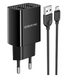 Мережевий зарядний пристрій BOROFONE BA53A Powerway 2 xUSB2.1A+ Micro USB black 32024 фото 1