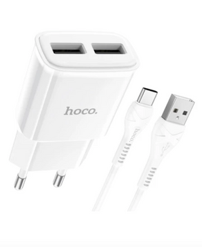 Мережевий зарядний пристрій Hoco C88A Star round 2USB+Type-C White 53164 фото
