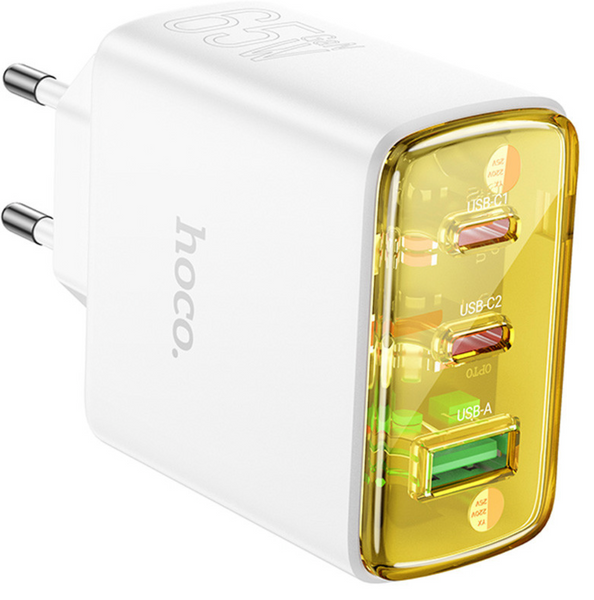 Адаптер мережевий Hoco CS44A Smart PD65W 2C1A White 48692 фото