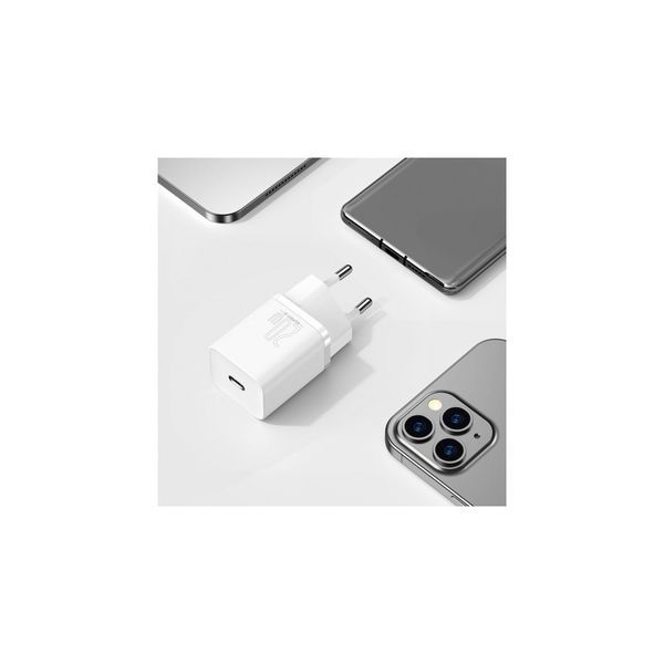 Адаптер мережевий Baseus Super Si Quick 1C 20W White 32579 фото