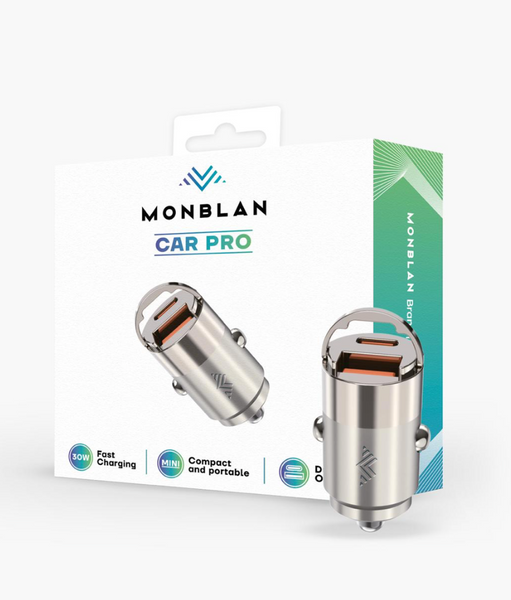 Автомобільний адаптер Monblan 30W USB+Type-C Titanium 52699 фото Автомобільний адаптер Monblan 30W USB+Type-C Titanium 52699 фото