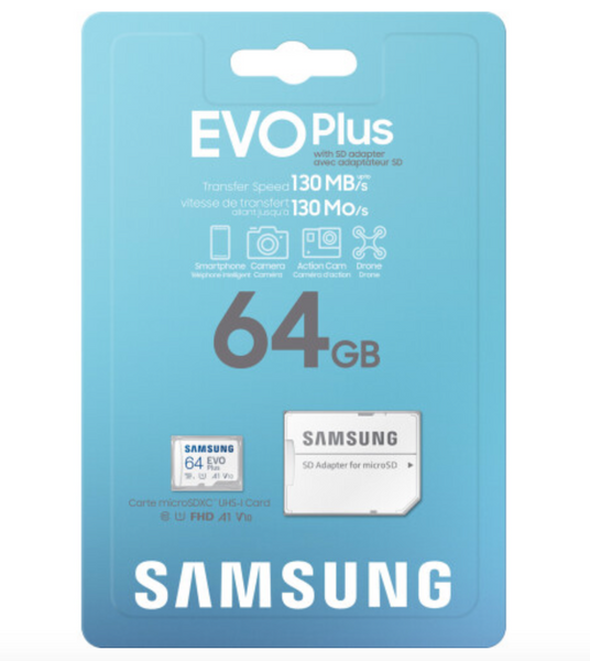 Карта пам'яті + адаптер Samsung EVO Plus 130 MB/s 64GB 47705 фото