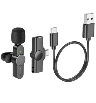 Бездротовий петличний мікрофон Borofone BFK12 Type-C/Lightning Black 54509 фото