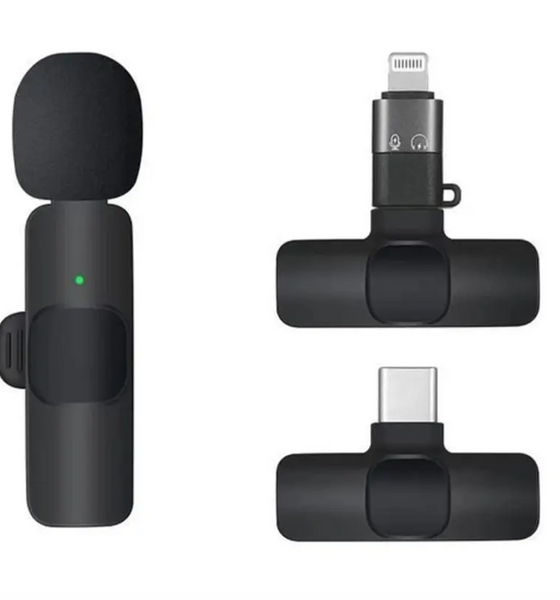 Бездротовий петличний мікрофон Borofone BFK12 Type-C/Lightning Black 54509 фото