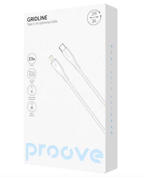 Кабель Proove GridLine 27W Type-C-Lightning 1m White 53806 фото
