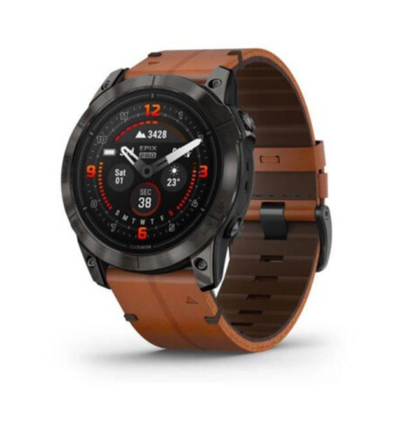 Garmin Epix Pro Gen 2 Sapphire 51mm Carbon G. DLC Tit. with Chestnut L. Band (010-02804-30) 45155 фото