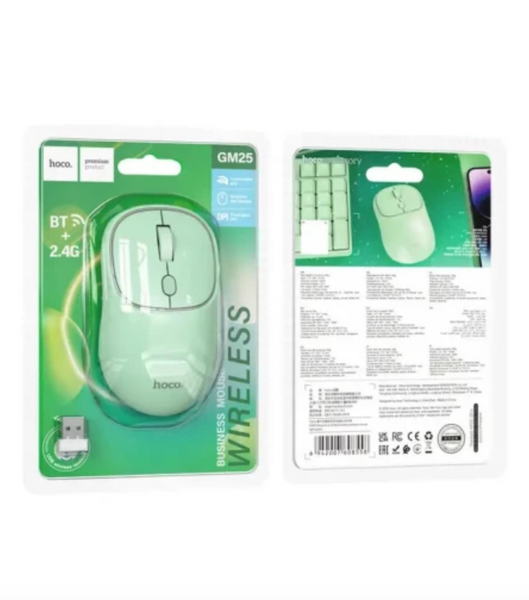Мишка безпровідна Hoco GM25 Royal dual-mode business wireless mouse Light Green 46594 фото